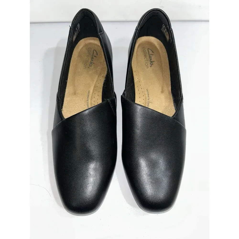 Clarks Juliet Palm Loafer Black Leather Slip On Shoes Women’s Size 9